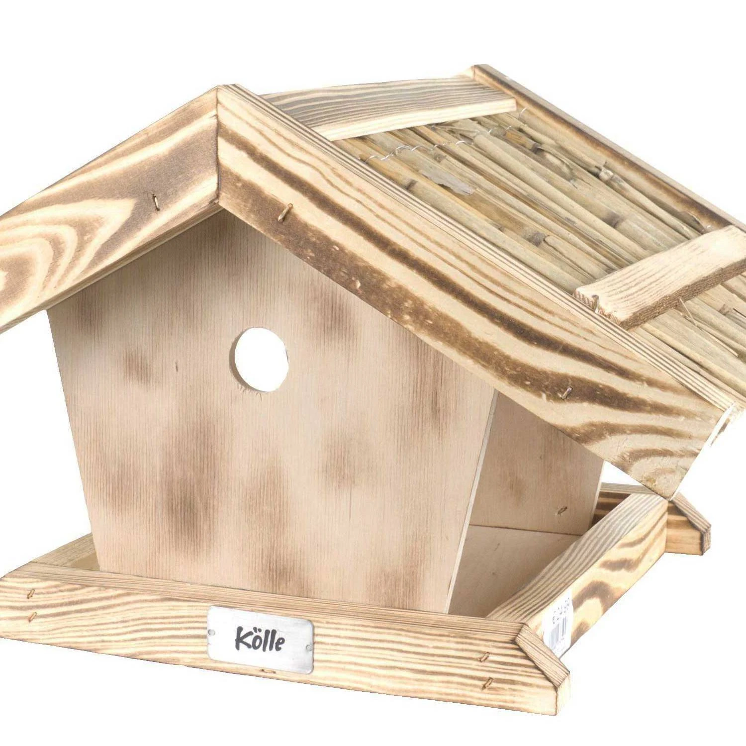 Kölle Vogelfutterhaus Aus Kiefernholz, Mit Strohdach, Ca. 30 X 38 Cm – Bild 2