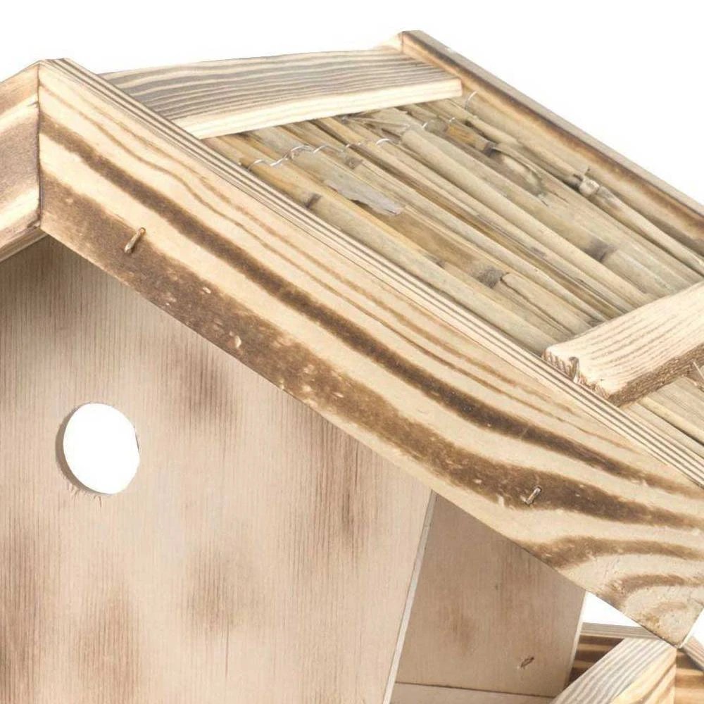 Kölle Vogelfutterhaus Aus Kiefernholz, Mit Strohdach, Ca. 30 X 38 Cm – Bild 3