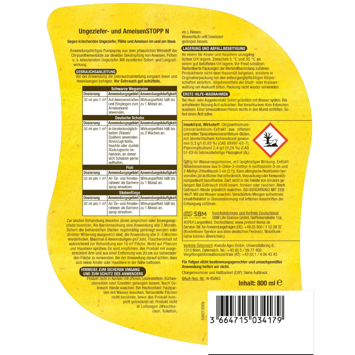 Ungeziefer- & Ameisen STOPP Natria, 800 Ml – Bild 2