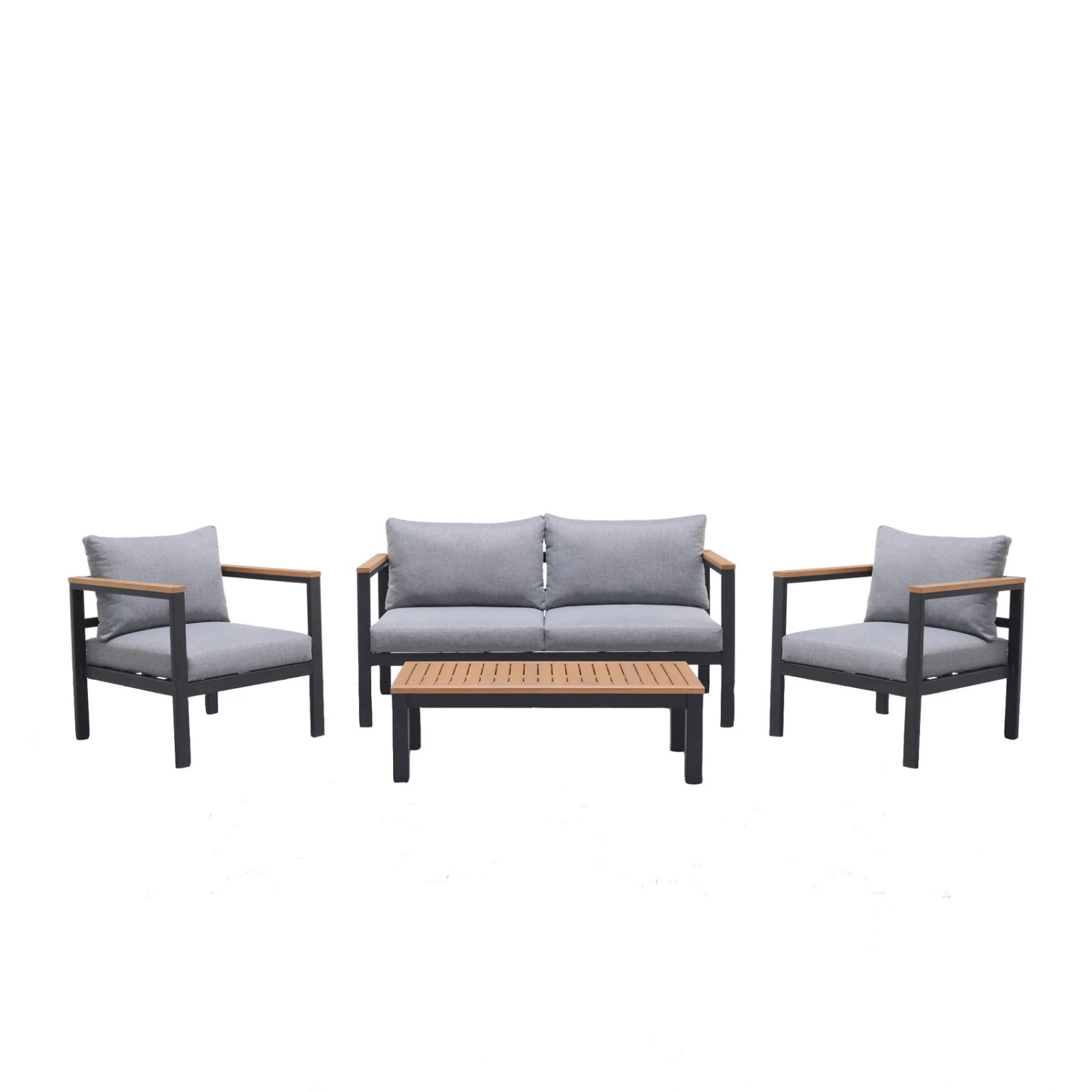 Loungeset 'Kingsbury' Inkl. Auflagen, 5tlg., Dunkelgrau