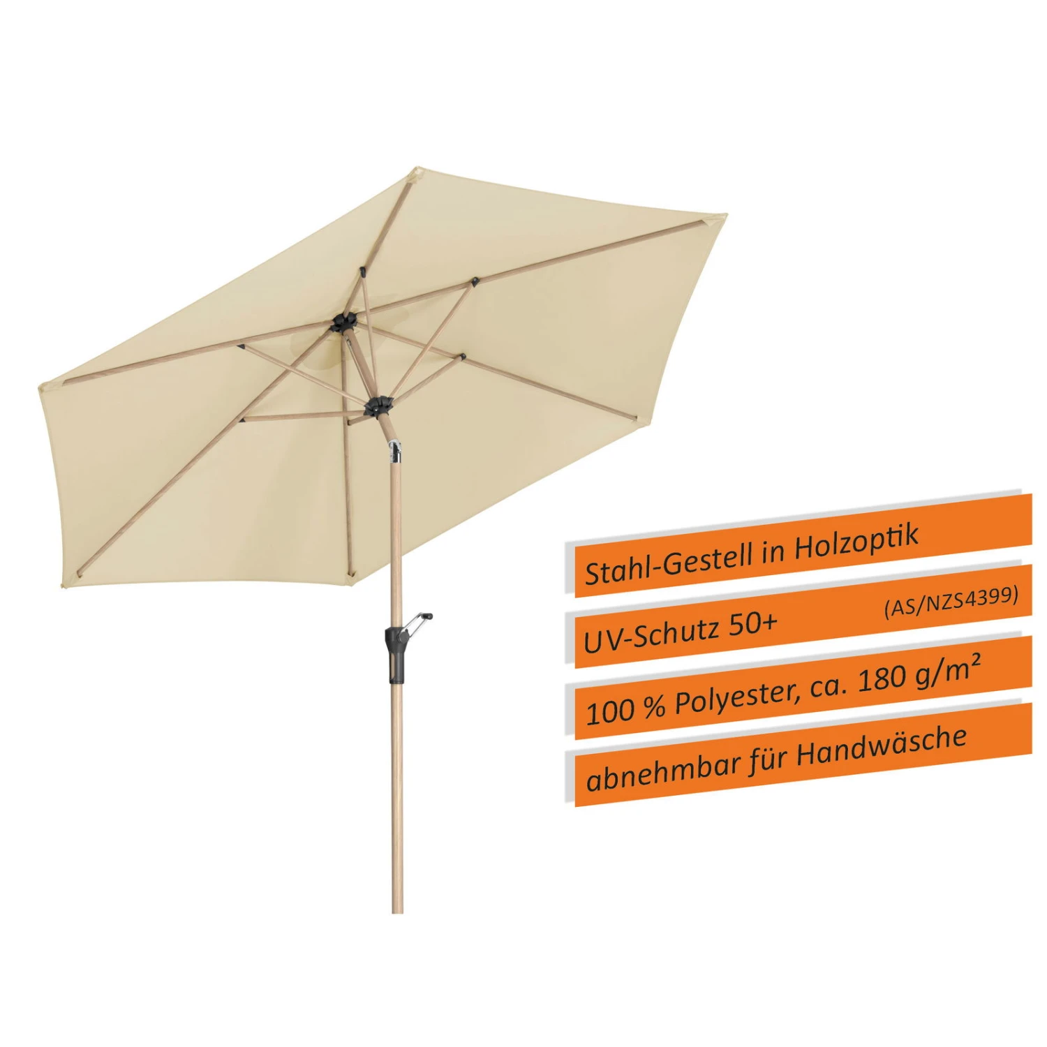 Sonnenschirm 'Cordoba', Ø 270 Cm, Natur – Bild 14