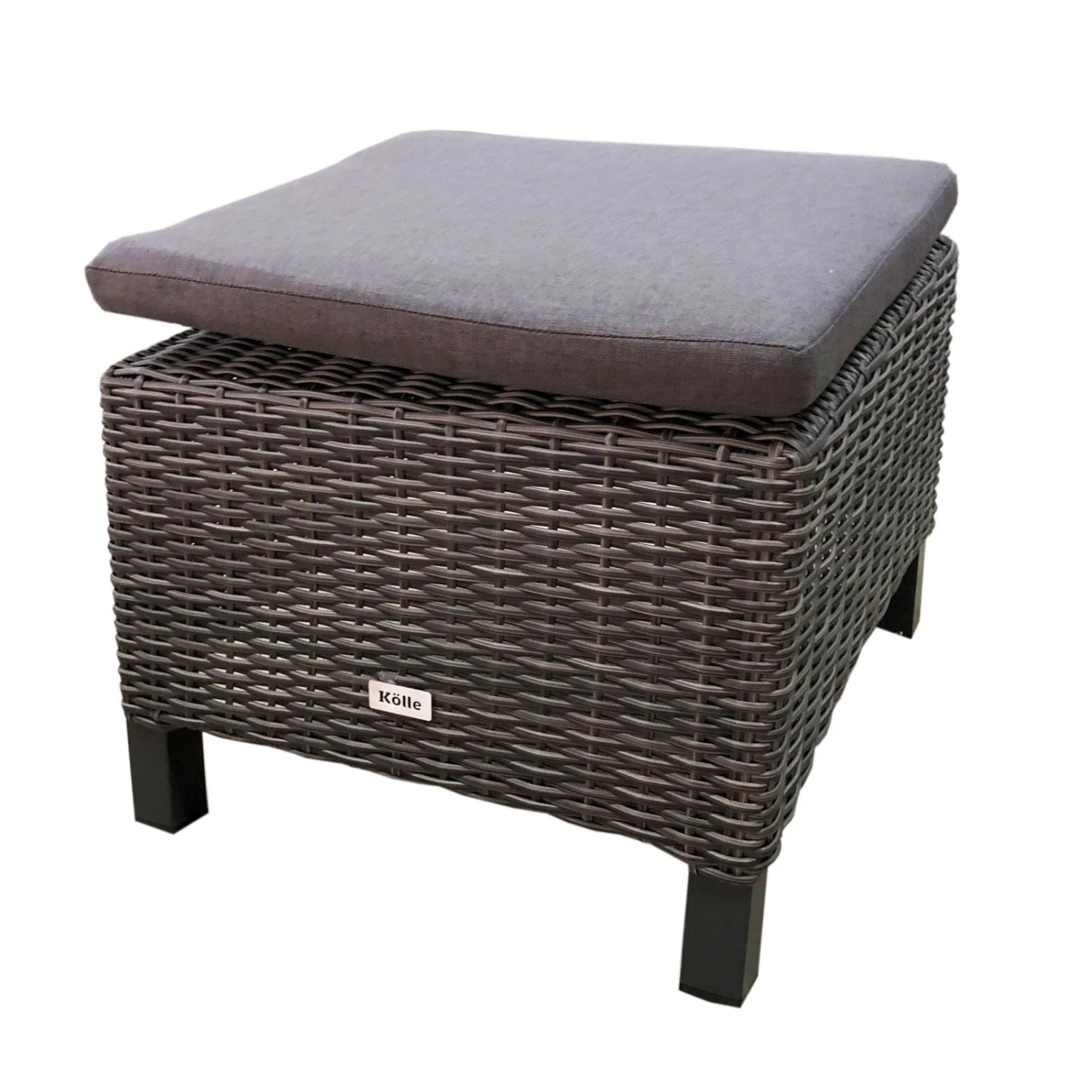 Hocker 'Bremen', Polyrattan, Dunkelgrau/braun, 42 X 50 X 54 Cm